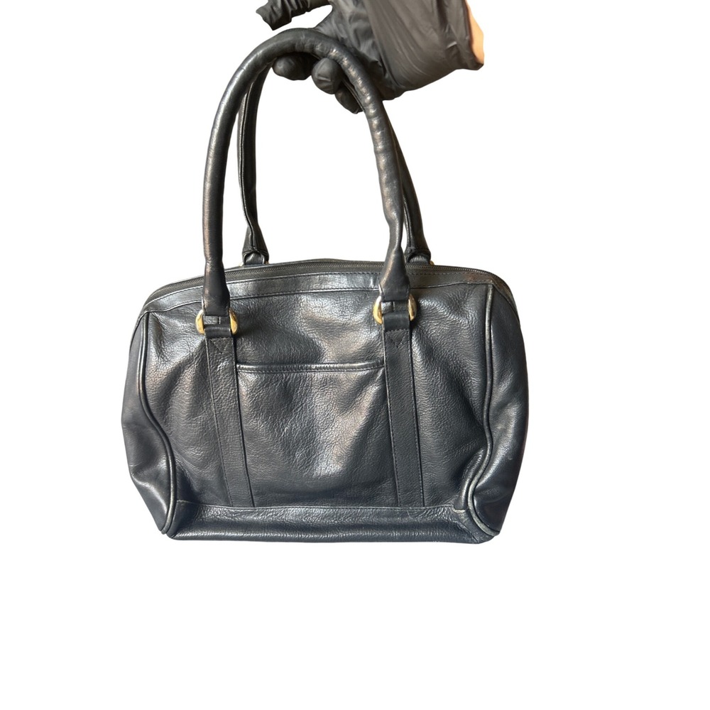 Vintage ILI New York Cowhide Leather Satchel Top Handle Bag Black 13" L X 9" H - Picture 4 of 11
